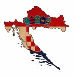 Croatia Map On Croatia  Flag Drawing ,grunge And Retro Flag Seri Stock Photo