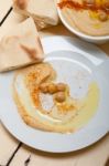 Hummus With Pita Bread Stock Photo