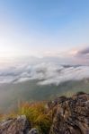 Nature In Sunrise On Mountain, Thailand Stock Photo