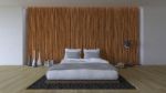 3ds Bed And Bamboo Wall Stock Photo