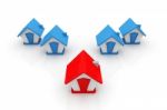 3d  Houses Cartoon Icons Stock Photo