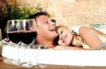 Smiling Young Couple In Bathtub Stock Photo