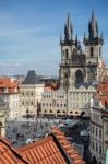 View Towards Church Of Our Lady Before Tyn In Prague Stock Photo