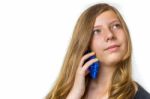 Dutch Teenage Girl Calling With Mobile Phone Stock Photo