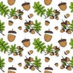 Acorn Pattern By Hand Drawing On White Backgrounds Stock Photo