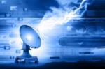 Digital Illustration Of Satellite Dish Transmission Stock Photo