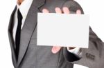 Businessman Holding Blank Paper Stock Photo