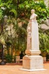 Statue Of Manuel Davila Florez Of Columbia In Cartagena, Colombi Stock Photo