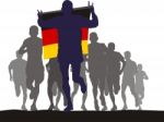 Winner Of The Athletics Competition With The Germany Flag At The Stock Photo