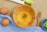 Fresh Eggs On A Wooden Rustic Background Stock Photo