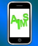 Aims On Smartphone Shows Targeting Purpose And Aspiration Stock Photo