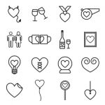 Valentine Line Icon Set  Illustration Stock Photo