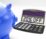 Twenty Percent Off Calculator Means 20 Price Cut Stock Photo