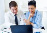 Business People Working In The Office With Laptop Stock Photo