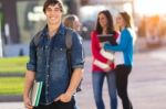 Young Student Boy Looking At The Camera Stock Photo