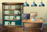 Cartoon  Illustration Interior Library Room With Separated Layers Stock Photo