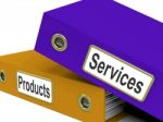 Services Products Folders Show Business Service And Merchandise Stock Photo