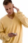 Man Listening Music Through Ipod Stock Photo