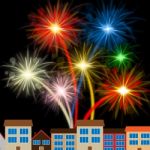 Color Fireworks Indicates Night Sky And Celebrating Stock Photo