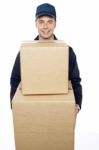 Male Holding Cardboard Box Stock Photo