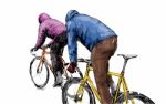 Sketch Of Cyclist Riding Fixed Gear Bicycle On Street, Illustrat Stock Photo