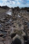 Rocky Coastline At Bude Stock Photo