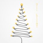 Colorful Light Bulbs And Christmas Tree Symbol .merry Christmas Stock Photo