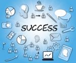 Success Icons Means Triumphant Symbol And Winning Stock Photo