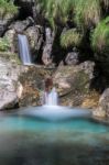 Pool Of Horses At Val Vertova Lombardy Near Bergamo In Italy Stock Photo