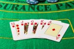 Winning Poker Game With Royal Straight Flush Stock Photo