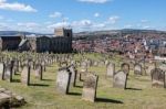 Whitby Church And Graveyard In North Yorkshire Stock Photo