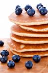 Stack Of Pancakes With Fresh Blueberries Stock Photo