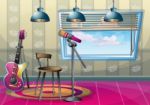 Cartoon  Illustration Interior Music Room With Separated Layers Stock Photo