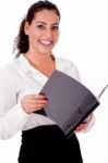 Professional Woman Holding Office File Stock Photo