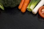 Mix Vegetables On Schist Stock Photo