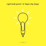 Creative Light Bulb Pencil Logo Design Stock Photo