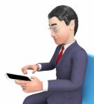 Character Businessman Indicates Entrepreneurial Mobile And Execu Stock Photo