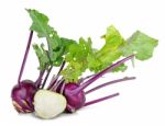 Purple Kohlrabi Isolated On The White  Background Stock Photo