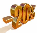 3d Gold 20 Twenty Percent Discount Sign Stock Photo