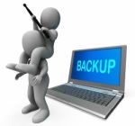 Backup Characters Laptop Shows Data Archiving Archive Back Up An Stock Photo