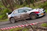 K. Barrett Driving Subaru Impreza Stock Photo