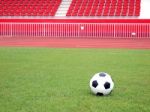 Soccer Ball On Green Grass Stock Photo