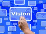 Vision Touch Screen Shows Concept Strategy Or Idea Stock Photo