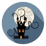 Haunted House Icon Indicates Trick Or Treat Spooky Home Stock Photo