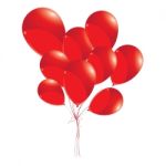 Red Balloons Isolated On White Background. Red Balloons For Holiday And Event Stock Photo