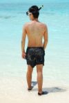 Young Man Ready To Go Snorkeling Stock Photo