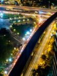 Bangkok Cityscape In Night Stock Photo