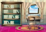 Cartoon  Illustration Interior Library Room With Separated Layers Stock Photo