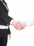 Handshaking Female Hand On White Stock Photo