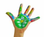 Painted Kid Hand Stock Photo